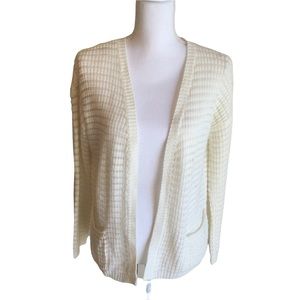 Pink Rose Ivory Loose Cable Knit Cardigan Open Front Sweater